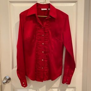 Red Ruffled Blouse - NY & Co - XS